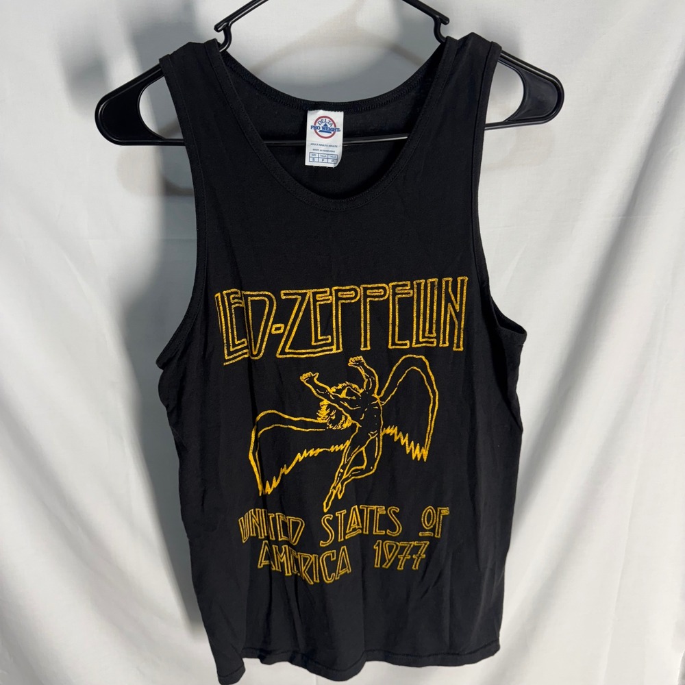 Delta Led Zeppelin Tank Top Mens Small Black USA 1977 Tour Graphic Rock Shirt